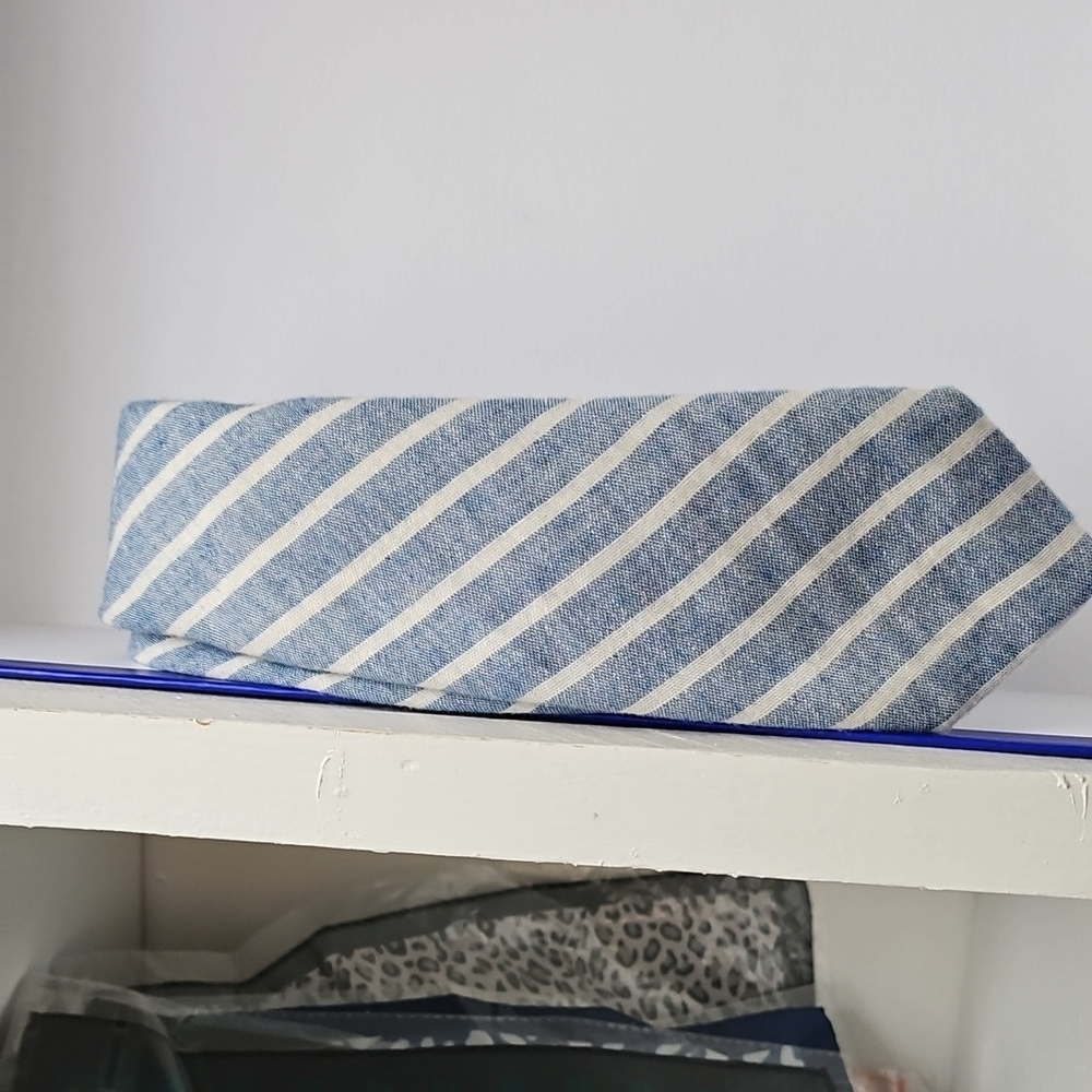 Rag & Bone Blue and White Striped Tie